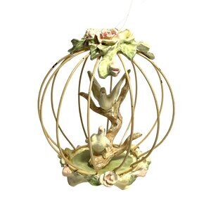 Vintage Silvestri Victorian Style Birdcage with Doves Christmas Ornament